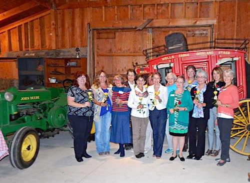 Attendees at the Lake County California Women for Agriculture Spring Social on Wednesday, May 25, 2016, included, front row, left to right, Jill Jensen, Debbi Holdenried, Marilyn Holdenried, Karen Hook, Lori McGuire, Wilda Shock, Janice Stokes and Toni Scully; back row, left to right, Margaret Eutenier, Kris Eutenier, Carolyn Henderson-Rohner, Diane Henderson and Michelle Scully. Courtesy photo. 052516cwagroup