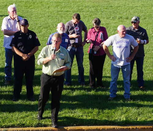 Lake County Superintendent of Schools Brock Falkenberg (with microphone in foreground) discusses school closures as a result of the Clayton fire during a community meeting on Monday, August 15, 2016. Photo by Elizabeth Larson/Lake County News. 081516claytonfirefalkenberg