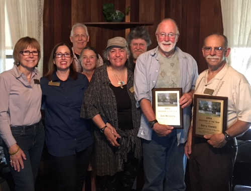 The Anderson Marsh Interpretive Association Board of Directors honored volunteers Tom McFarling and Barry Oselett during the organization’s spring annual meeting. Pictured in front from left, board members: Roberta Lyons, president; Lisa Wilson, Nancy Langdon, Gae Henry, secretary; Tom McFarling, volunteer of the year; and Henry Bornstein treasurer. In back, board members Gordon Haggitt, left and Don Coffin, vice-president. Courtesy photo. amiaboardandmcfarling