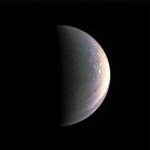 NASA's Juno spacecraft captured this view as it closed in on Jupiter's north pole, about two hours before closest approach on Aug. 27, 2016. Credits: NASA/JPL-Caltech/SwRI/MSSS. nasajunonorthpole