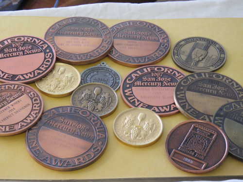 Some of the medals won by Lower Lake Winery in Lower Lake, Calif. Photo by Kathleen Scavone. scavonellwinerymedals