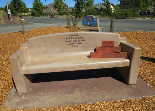 The Westside Community Park Memorial Grove's second phase of development will include etched red bricks. The first phase included planting of trees and the installation of a bench. Courtesy photo. westsideparkbenchbricks